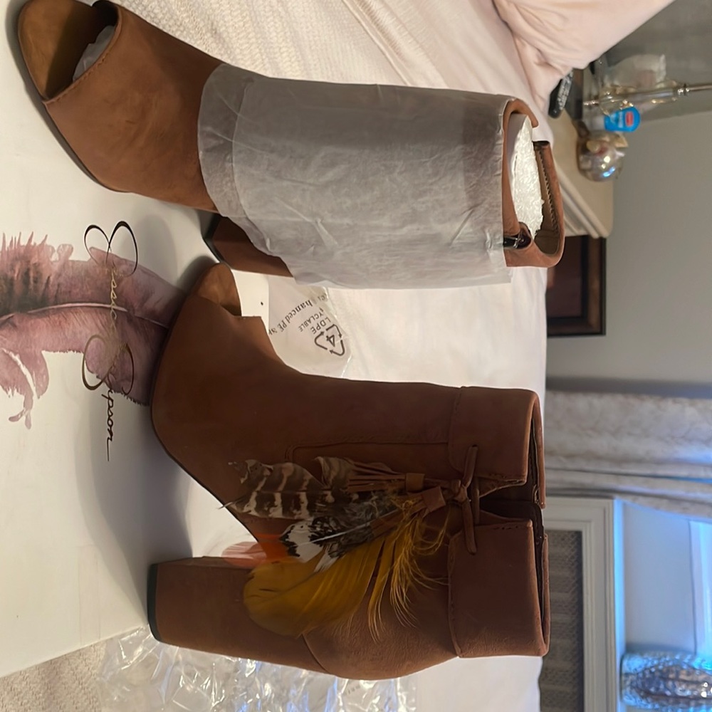 Jessica Simpson peep toe suede ankle boots